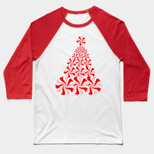 Christmas Candy Peppermint Tree Baseball T-Shirt